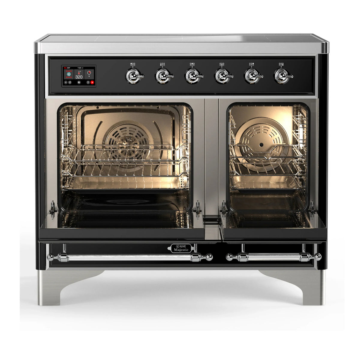 ILVE Majestic III 40-Inch Induction Range with 6 Induction Elements and Triple Glass Door Electric Oven in Matte Graphite with Chrome Trim (UMDIB40NR3MGC)