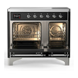 ILVE Majestic III 40-Inch Induction Range with 6 Induction Elements and Triple Glass Door Electric Oven in Matte Graphite with Chrome Trim (UMDIB40NR3MGC)