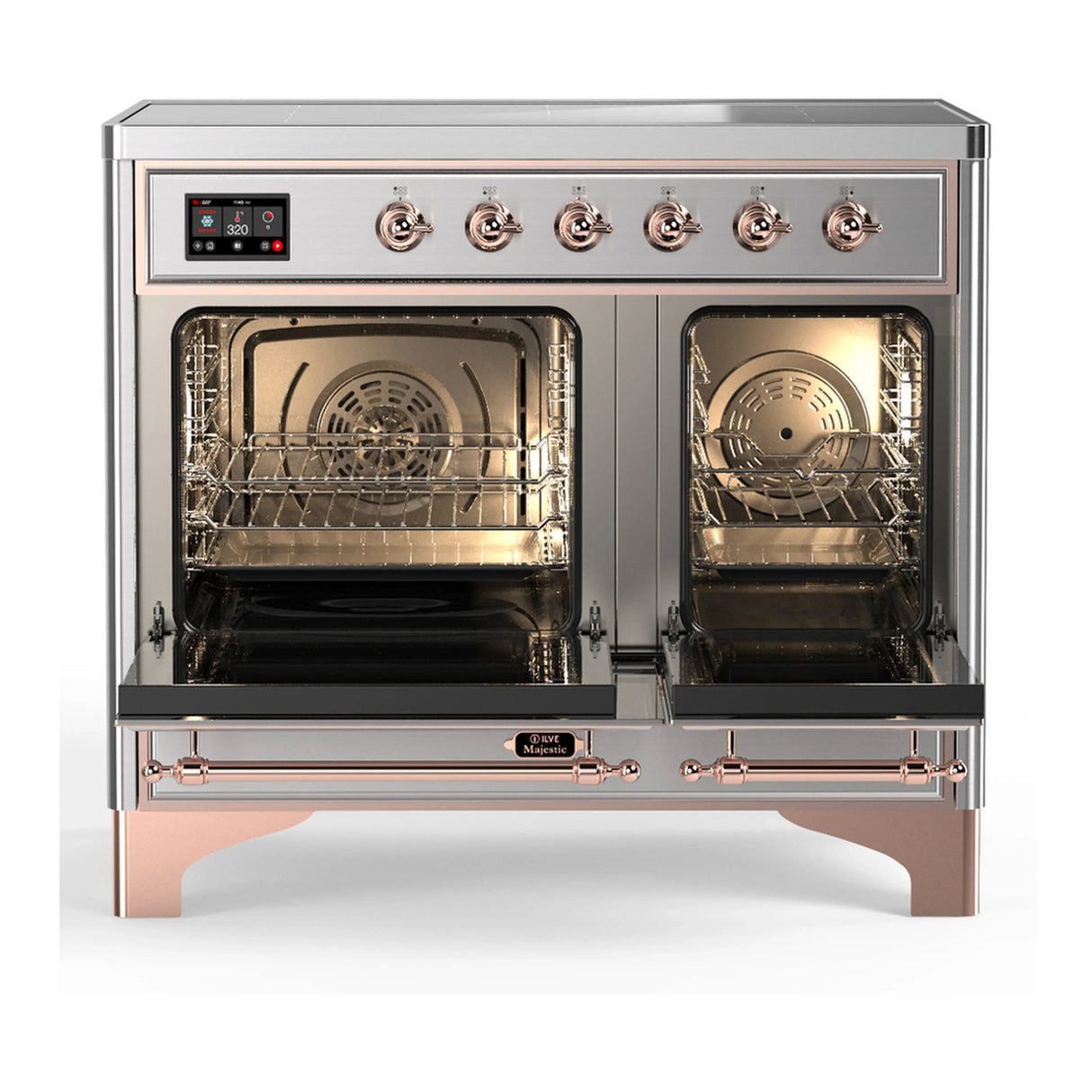 ILVE Majestic III 40-Inch Induction Range with 6 Induction Elements and Triple Glass Door Electric Oven in Stainless Steel with Copper Trim (UMDIB40NR3SSP)