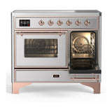 ILVE Majestic III 40-Inch Induction Range with 6 Induction Elements and Triple Glass Door Electric Oven in Stainless Steel with Copper Trim (UMDIB40NR3SSP)