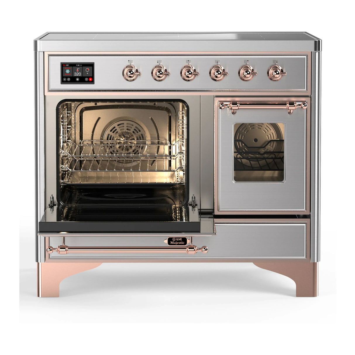 ILVE Majestic III 40-Inch Induction Range with 6 Induction Elements and Triple Glass Door Electric Oven in Stainless Steel with Copper Trim (UMDIB40NR3SSP)