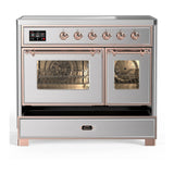 ILVE Majestic III 40-Inch Induction Range with 6 Induction Elements and Triple Glass Door Electric Oven in Stainless Steel with Copper Trim (UMDIB40NR3SSP)