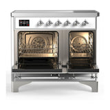 ILVE Majestic III 40-Inch Induction Range with 6 Induction Elements and Triple Glass Door Electric Oven in White with Chrome Trim (UMDIB40NR3WHC)