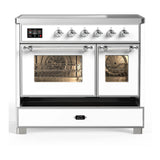 ILVE Majestic III 40-Inch Induction Range with 6 Induction Elements and Triple Glass Door Electric Oven in White with Chrome Trim (UMDIB40NR3WHC)