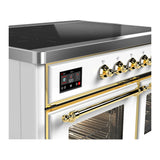 ILVE Majestic III 40-Inch Induction Range with 6 Induction Elements and Triple Glass Door Electric Oven in White with Brass Trim (UMDIB40NR3WHG)
