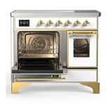 ILVE Majestic III 40-Inch Induction Range with 6 Induction Elements and Triple Glass Door Electric Oven in White with Brass Trim (UMDIB40NR3WHG)