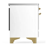ILVE Majestic III 40-Inch Induction Range with 6 Induction Elements and Triple Glass Door Electric Oven in White with Brass Trim (UMDIB40NR3WHG)