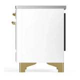 ILVE Majestic III 40-Inch Induction Range with 6 Induction Elements and Triple Glass Door Electric Oven in White with Brass Trim (UMDIB40NR3WHG)