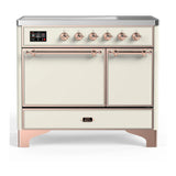 ILVE Majestic III 40-Inch Induction Range with 6 Induction Elements and Solid Door Electric Oven in Antique White with Copper Trim (UMDIB40QNR3AWP)
