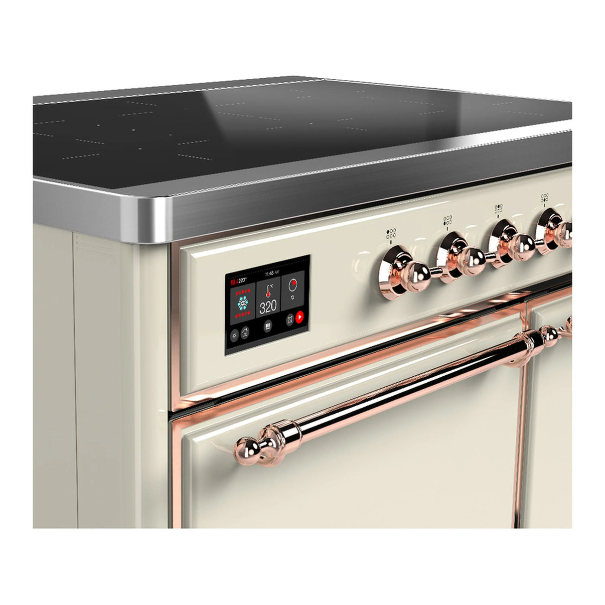 ILVE Majestic III 40-Inch Induction Range with 6 Induction Elements and Solid Door Electric Oven in Antique White with Copper Trim (UMDIB40QNR3AWP)
