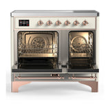 ILVE Majestic III 40-Inch Induction Range with 6 Induction Elements and Solid Door Electric Oven in Antique White with Copper Trim (UMDIB40QNR3AWP)