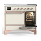 ILVE Majestic III 40-Inch Induction Range with 6 Induction Elements and Solid Door Electric Oven in Antique White with Copper Trim (UMDIB40QNR3AWP)