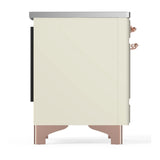 ILVE Majestic III 40-Inch Induction Range with 6 Induction Elements and Solid Door Electric Oven in Antique White with Copper Trim (UMDIB40QNR3AWP)