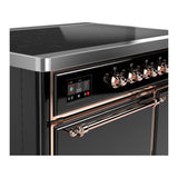 ILVE Majestic III 40-Inch Induction Range with 6 Induction Elements and Solid Door Electric Oven in Glossy Black with Copper Trim (UMDIB40QNR3BKP)