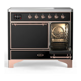 ILVE Majestic III 40-Inch Induction Range with 6 Induction Elements and Solid Door Electric Oven in Glossy Black with Copper Trim (UMDIB40QNR3BKP)
