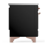 ILVE Majestic III 40-Inch Induction Range with 6 Induction Elements and Solid Door Electric Oven in Glossy Black with Copper Trim (UMDIB40QNR3BKP)
