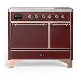 ILVE Majestic III 40-Inch Induction Range with 6 Induction Elements and Solid Door Electric Oven in Burgundy with Copper Trim (UMDIB40QNR3BUP)