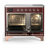 ILVE Majestic III 40-Inch Induction Range with 6 Induction Elements and Solid Door Electric Oven in Burgundy with Copper Trim (UMDIB40QNR3BUP)