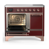 ILVE Majestic III 40-Inch Induction Range with 6 Induction Elements and Solid Door Electric Oven in Burgundy with Copper Trim (UMDIB40QNR3BUP)
