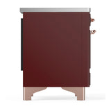 ILVE Majestic III 40-Inch Induction Range with 6 Induction Elements and Solid Door Electric Oven in Burgundy with Copper Trim (UMDIB40QNR3BUP)