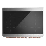 ILVE Majestic III 40-Inch Induction Range with 6 Induction Elements and Solid Door Electric Oven in Burgundy with Copper Trim (UMDIB40QNR3BUP)