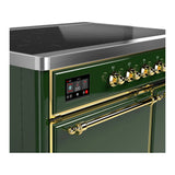ILVE Majestic III 40-Inch Induction Range with 6 Induction Elements and Solid Door Electric Oven in Emerald Green with Brass Trim (UMDIB40QNR3EGG)