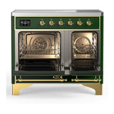 ILVE Majestic III 40-Inch Induction Range with 6 Induction Elements and Solid Door Electric Oven in Emerald Green with Brass Trim (UMDIB40QNR3EGG)