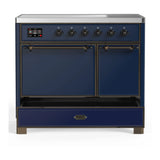 ILVE Majestic III 40-Inch Induction Range with 6 Induction Elements and Solid Door Electric Oven in Mightnight Blue with Burnished Trim (UMDIB40QNR3MBB)