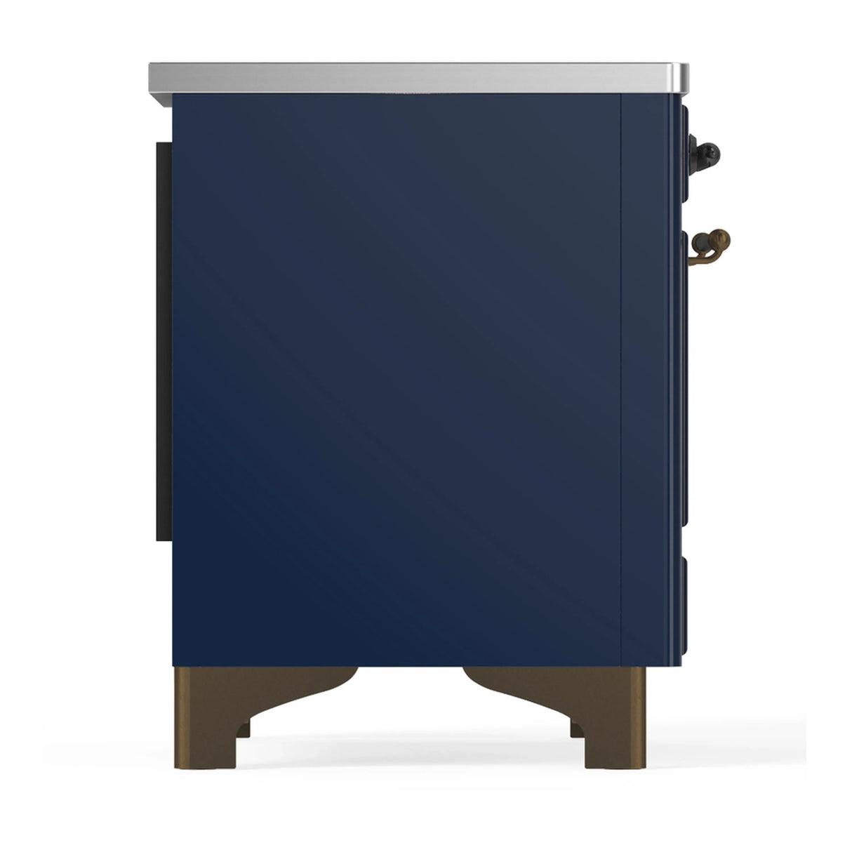 ILVE Majestic III 40-Inch Induction Range with 6 Induction Elements and Solid Door Electric Oven in Mightnight Blue with Burnished Trim (UMDIB40QNR3MBB)