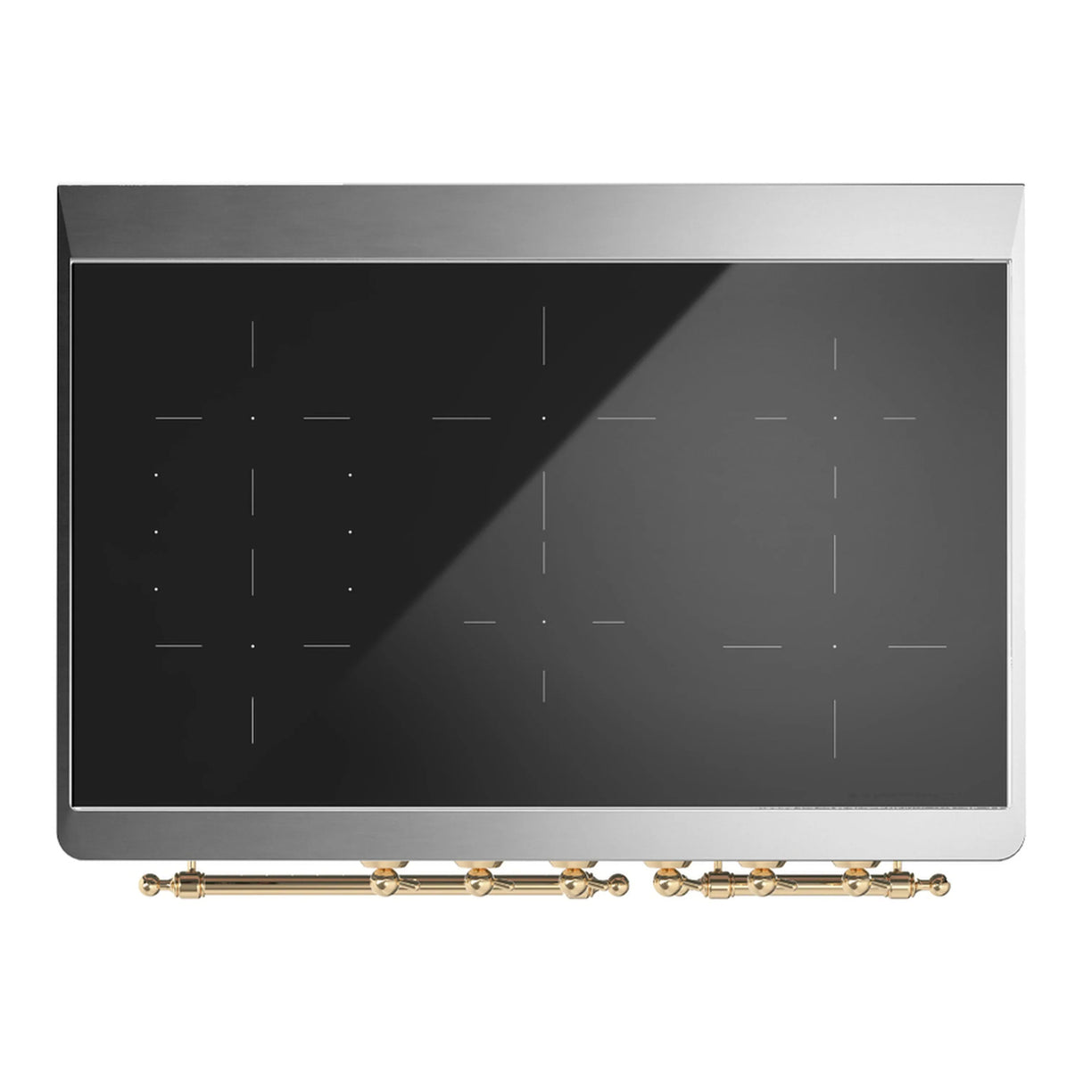 ILVE Majestic III 40-Inch Induction Range with 6 Induction Elements and Solid Door Electric Oven in Mightnight Blue with Brass Trim (UMDIB40QNR3MBG)
