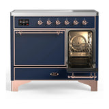 ILVE Majestic III 40-Inch Induction Range with 6 Induction Elements and Solid Door Electric Oven in Mightnight Blue with Copper Trim (UMDIB40QNR3MBP)
