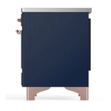 ILVE Majestic III 40-Inch Induction Range with 6 Induction Elements and Solid Door Electric Oven in Mightnight Blue with Copper Trim (UMDIB40QNR3MBP)