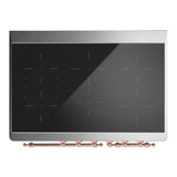 ILVE Majestic III 40-Inch Induction Range with 6 Induction Elements and Solid Door Electric Oven in Mightnight Blue with Copper Trim (UMDIB40QNR3MBP)