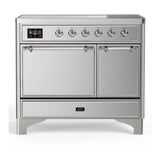 ILVE Majestic III 40-Inch Induction Range with 6 Induction Elements and Solid Door Electric Oven in Stainless Steel with Chrome Trim (UMDIB40QNR3SSC)