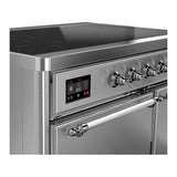 ILVE Majestic III 40-Inch Induction Range with 6 Induction Elements and Solid Door Electric Oven in Stainless Steel with Chrome Trim (UMDIB40QNR3SSC)