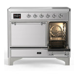 ILVE Majestic III 40-Inch Induction Range with 6 Induction Elements and Solid Door Electric Oven in Stainless Steel with Chrome Trim (UMDIB40QNR3SSC)