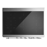 ILVE Majestic III 40-Inch Induction Range with 6 Induction Elements and Solid Door Electric Oven in Stainless Steel with Chrome Trim (UMDIB40QNR3SSC)
