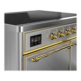 ILVE Majestic III 40-Inch Induction Range with 6 Induction Elements and Solid Door Electric Oven in Stainless Steel with Brass Trim (UMDIB40QNR3SSG)