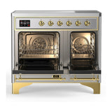 ILVE Majestic III 40-Inch Induction Range with 6 Induction Elements and Solid Door Electric Oven in Stainless Steel with Brass Trim (UMDIB40QNR3SSG)