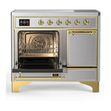 ILVE Majestic III 40-Inch Induction Range with 6 Induction Elements and Solid Door Electric Oven in Stainless Steel with Brass Trim (UMDIB40QNR3SSG)