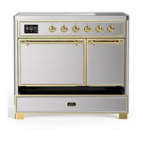 ILVE Majestic III 40-Inch Induction Range with 6 Induction Elements and Solid Door Electric Oven in Stainless Steel with Brass Trim (UMDIB40QNR3SSG)