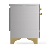 ILVE Majestic III 40-Inch Induction Range with 6 Induction Elements and Solid Door Electric Oven in Stainless Steel with Brass Trim (UMDIB40QNR3SSG)