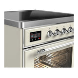 ILVE Majestic III 30-Inch Induction Range with 4 Induction Elements and Triple Glass Door Electric Oven in Antique White with Chrome Trim (UMIB30NR3AWC)