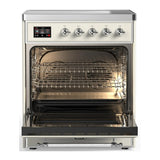 ILVE Majestic III 30-Inch Induction Range with 4 Induction Elements and Triple Glass Door Electric Oven in Antique White with Chrome Trim (UMIB30NR3AWC)