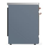 ILVE Majestic III 30-Inch Induction Range with 4 Induction Elements and Triple Glass Door Electric Oven in Blue Grey with Copper Trim (UMIB30NR3BGP)