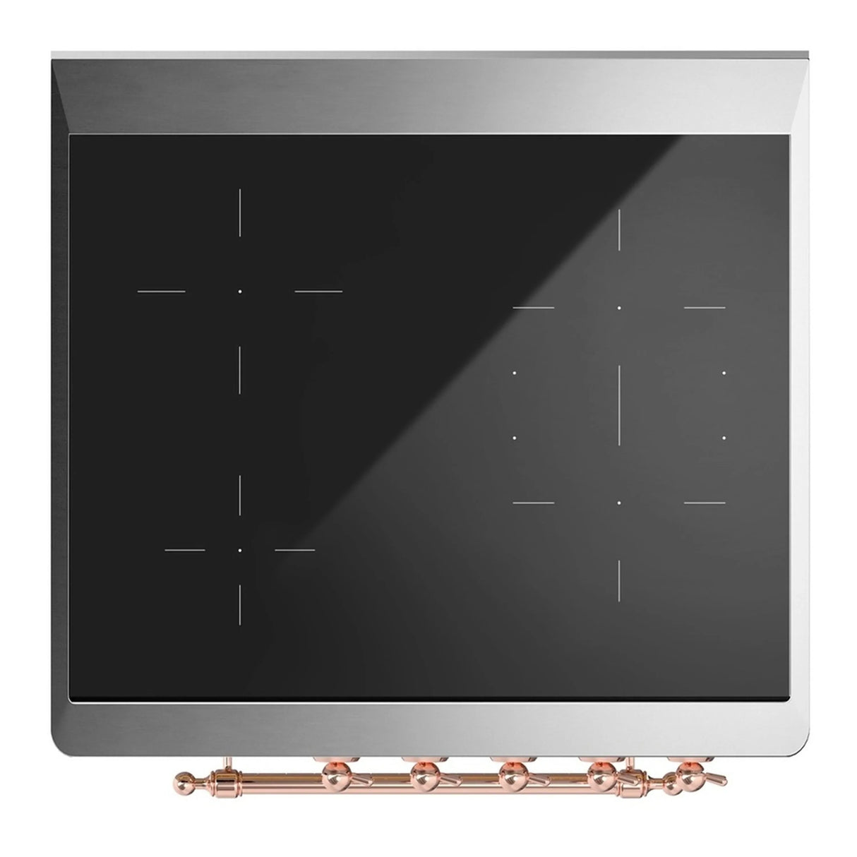 ILVE Majestic III 30-Inch Induction Range with 4 Induction Elements and Triple Glass Door Electric Oven in Blue Grey with Copper Trim (UMIB30NR3BGP)
