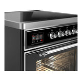 ILVE Majestic III 30-Inch Induction Range with 4 Induction Elements and Triple Glass Door Electric Oven in Glossy Black with Chrome Trim (UMIB30NR3BKC)