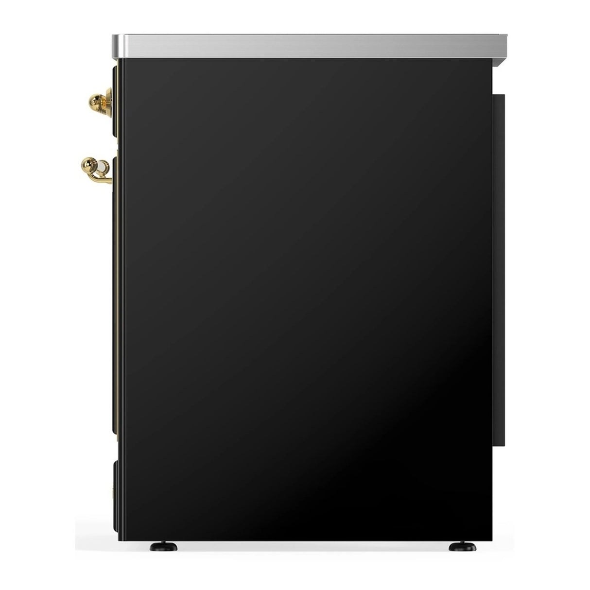 ILVE Majestic III 30-Inch Induction Range with 4 Induction Elements and Triple Glass Door Electric Oven in Glossy Black with Brass Trim (UMIB30NR3BKG)