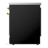 ILVE Majestic III 30-Inch Induction Range with 4 Induction Elements and Triple Glass Door Electric Oven in Glossy Black with Brass Trim (UMIB30NR3BKG)