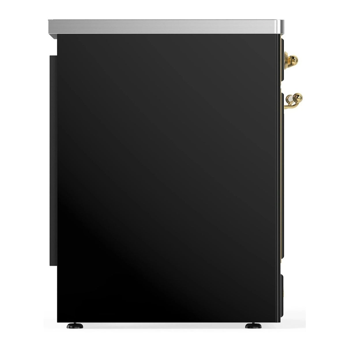 ILVE Majestic III 30-Inch Induction Range with 4 Induction Elements and Triple Glass Door Electric Oven in Glossy Black with Brass Trim (UMIB30NR3BKG)